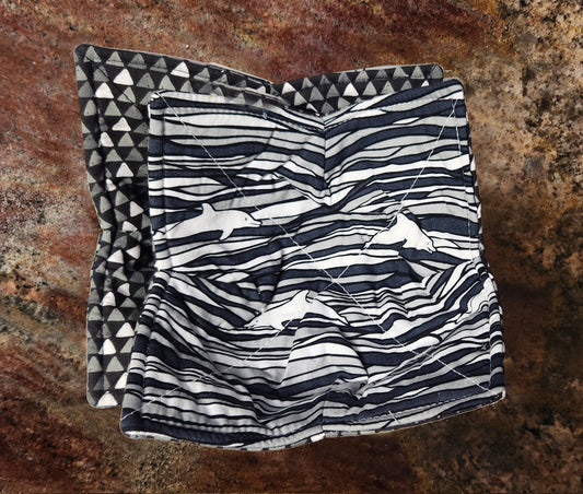 Set of 2 Reversible Microwave Bowl Holders-Dolphins