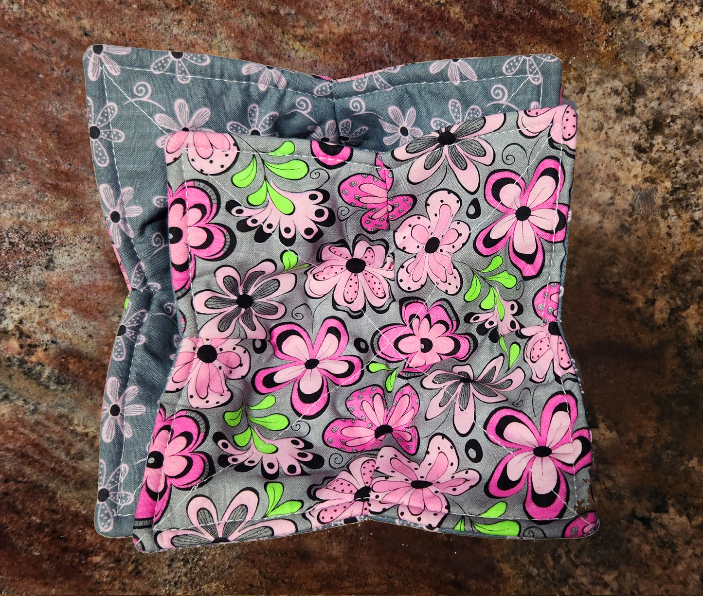 Set of 2 Reversible Microwave Bowl Holders-Flower Power