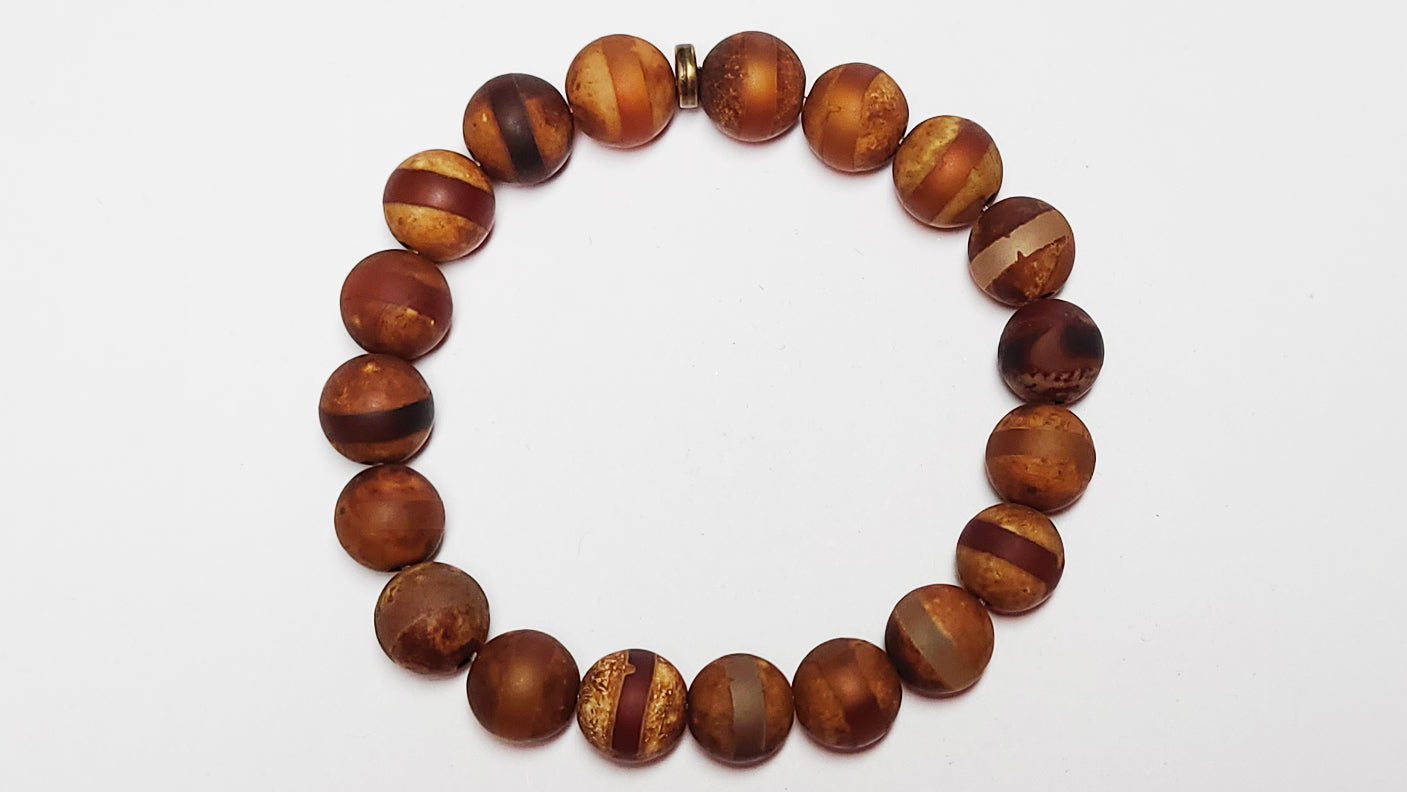 Men's Brown Line Agate Bracelet
