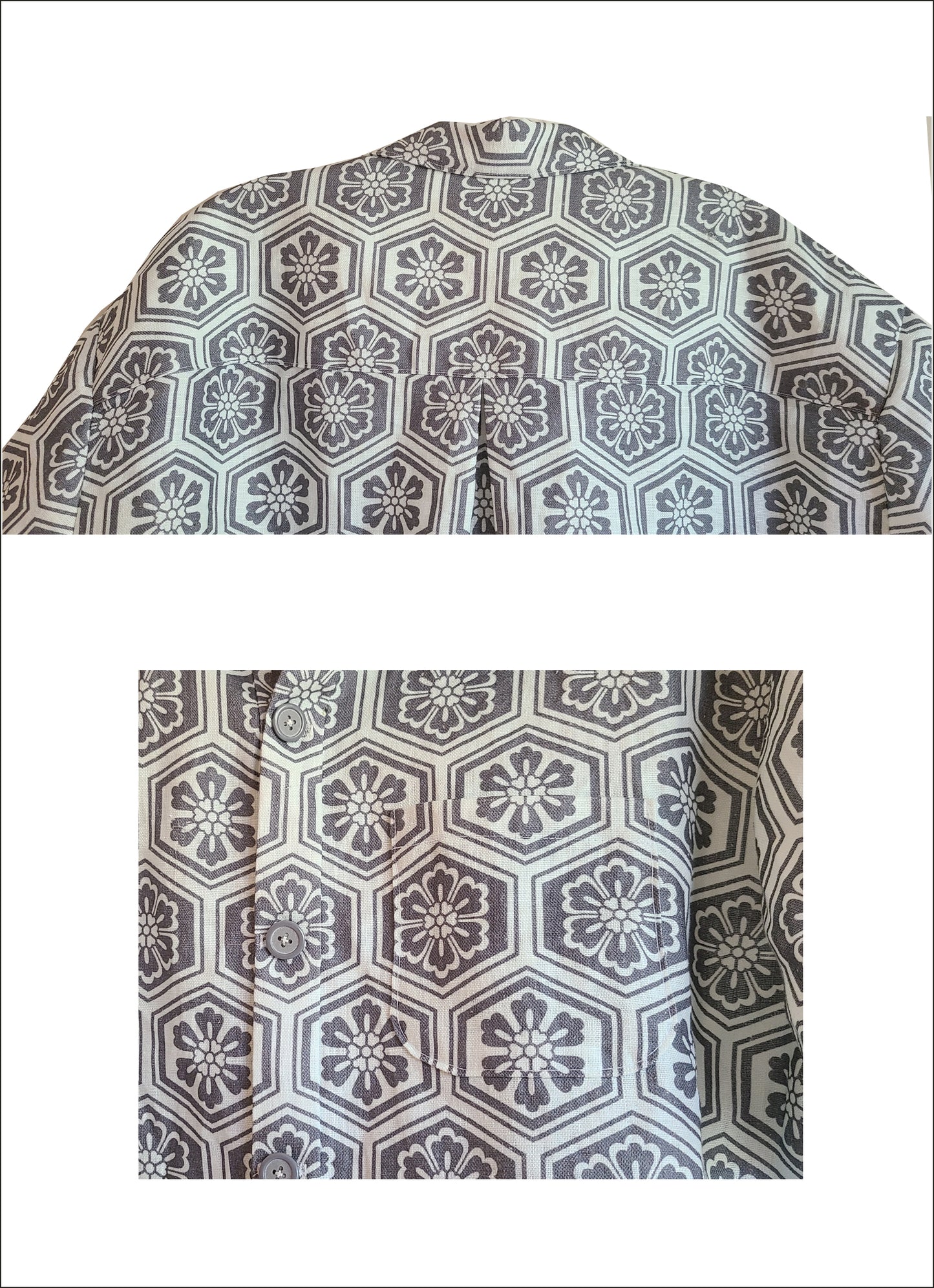 Floral Kamon Men's Linen Shirt - Special Order Now