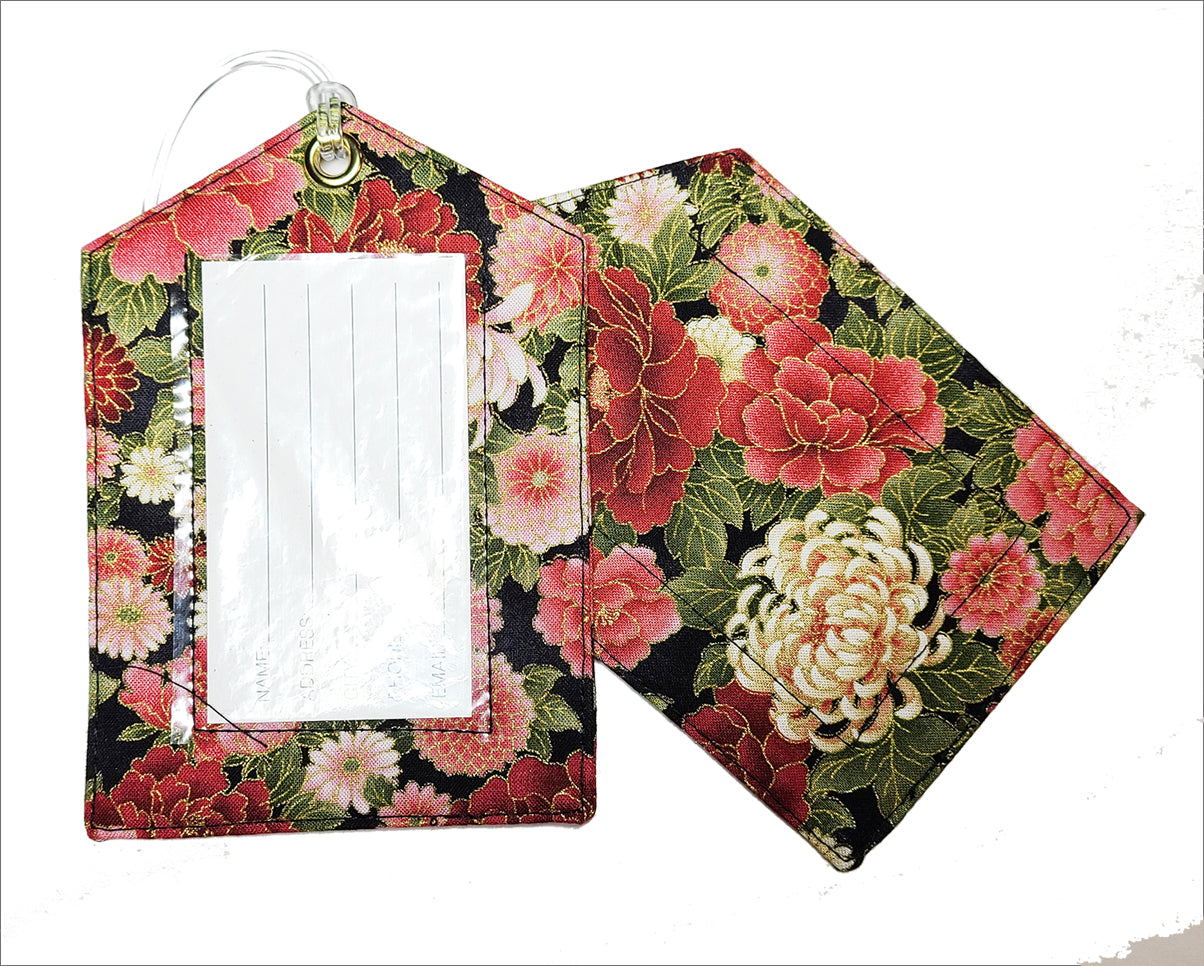 Luggage Tag - Peonies & Mums