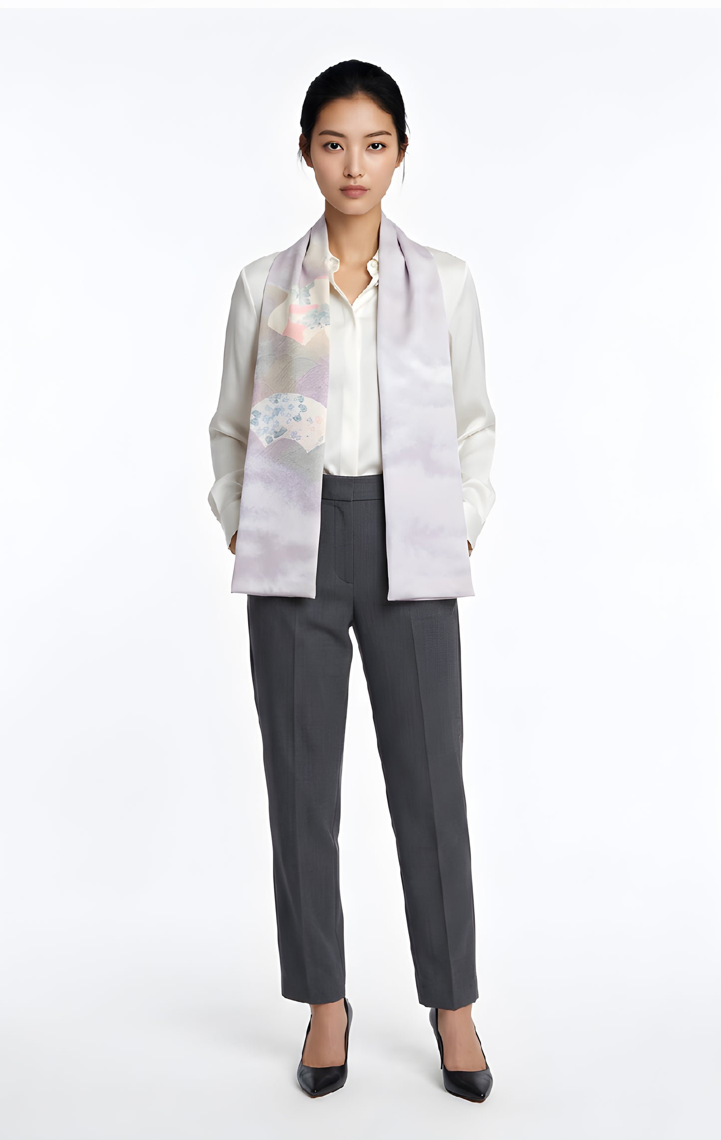 Floral Fans Silk Scarf