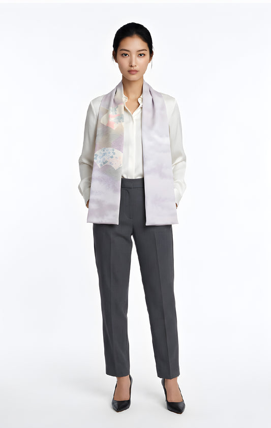 Floral Fans Silk Scarf