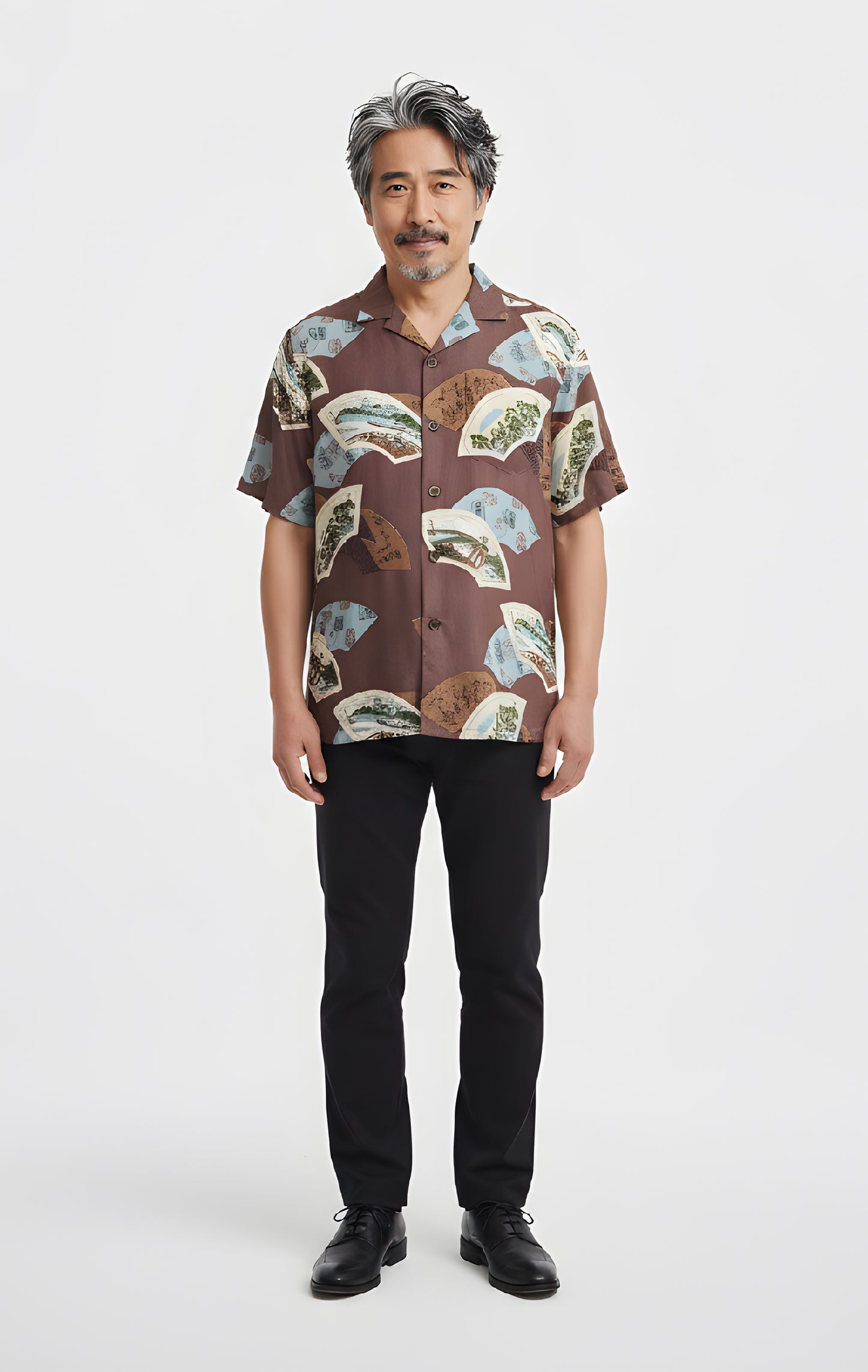 Men's Upcycled Kimono Fan Fare Shirt