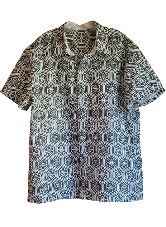 Floral Kamon Men's Linen Shirt - Special Order Now
