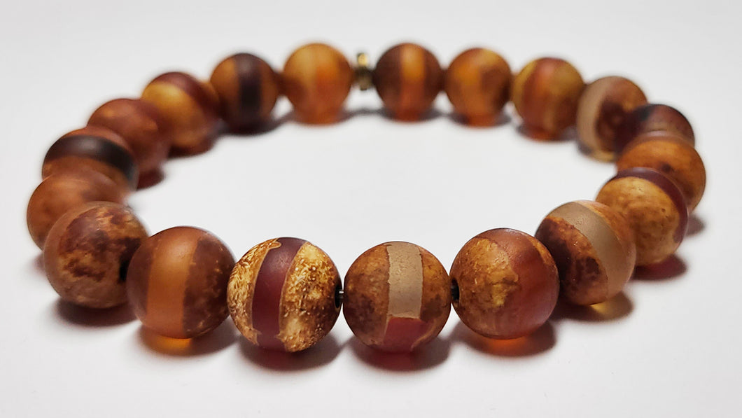 Men's Brown Line Agate Bracelet